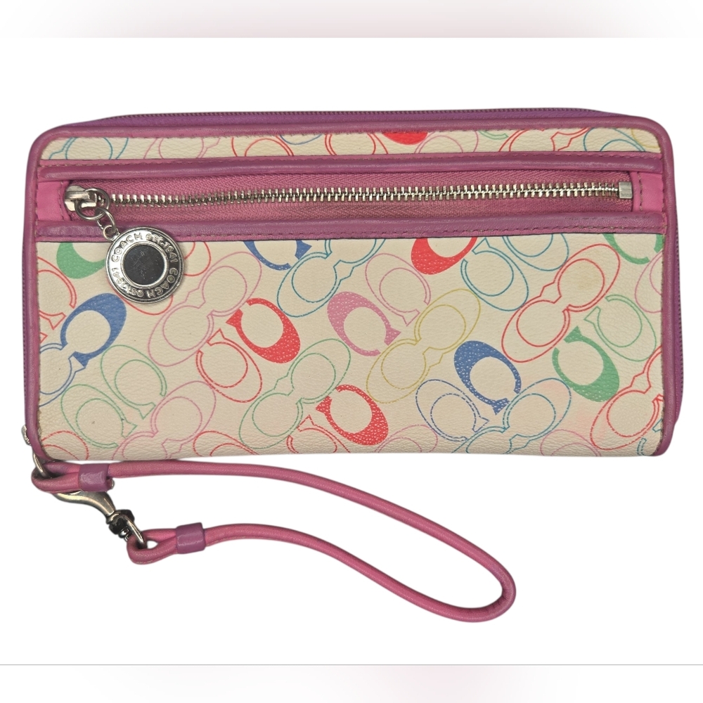 Coach Vintage Y2K Multicolor Signature C Wristlet